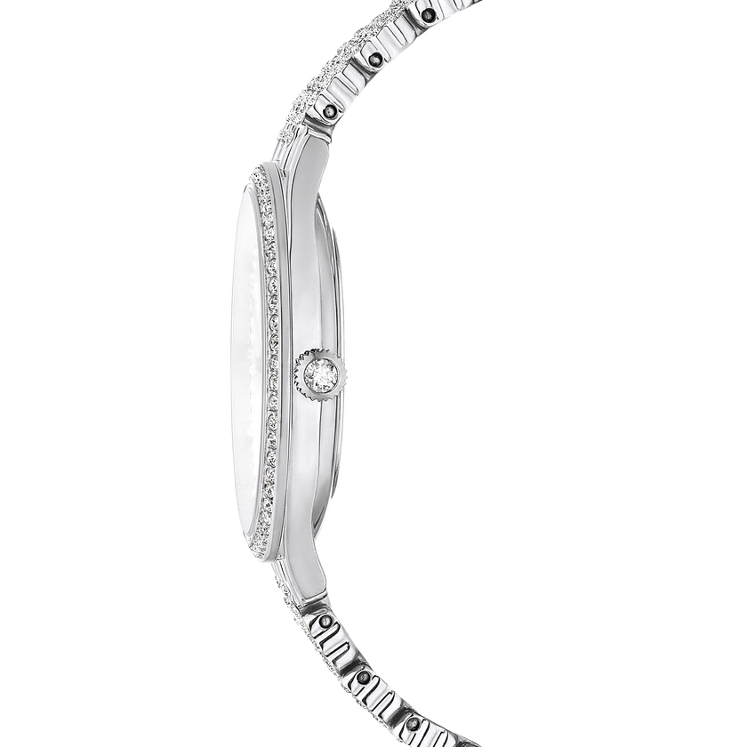 swarovski attract watch  swiss made  metal bracelet  silver tone  stainless steel