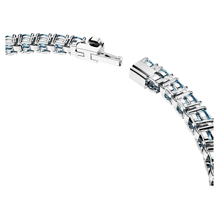 swarovski matrix tennis bracelet  round cut  blue  rhodium plated
