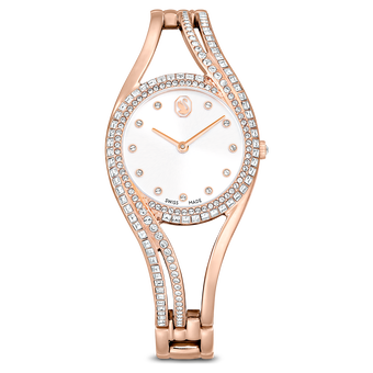 swarovski hyperbola bangle watch  swiss made  metal bracelet  rose gold tone  rose gold tone finish