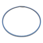 swarovski matrix tennis necklace  round cut  blue  ruthenium plated