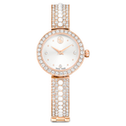 swarovski matrix pearl bangle watch  swiss made  crystal bracelet  white  rose gold tone finish