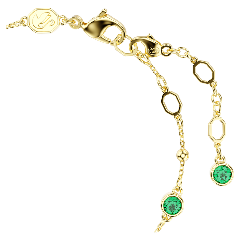 swarovski imber bracelet  round cut  green  gold tone plated
