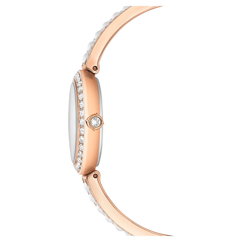 swarovski matrix pearl bangle watch  swiss made  crystal bracelet  white  rose gold tone finish