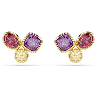 swarovski imber stud earrings  mixed cuts  multicolored  18k gold finish
