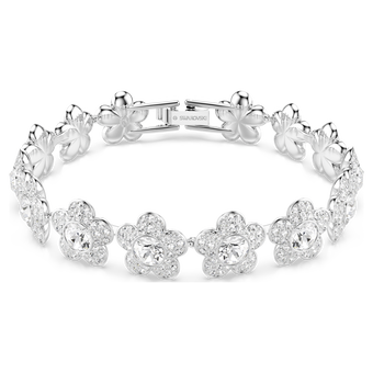 ariana grande x swarovski bracelet  round cut  flower  white  rhodium plated