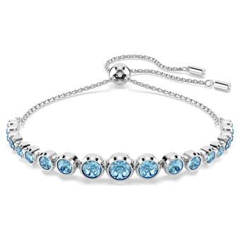 swarovski imber bracelet  mixed round cuts  blue  rhodium plated