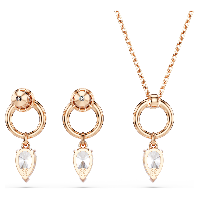 swarovski mesmera set  pear cut  round cut  white  rose gold tone plated