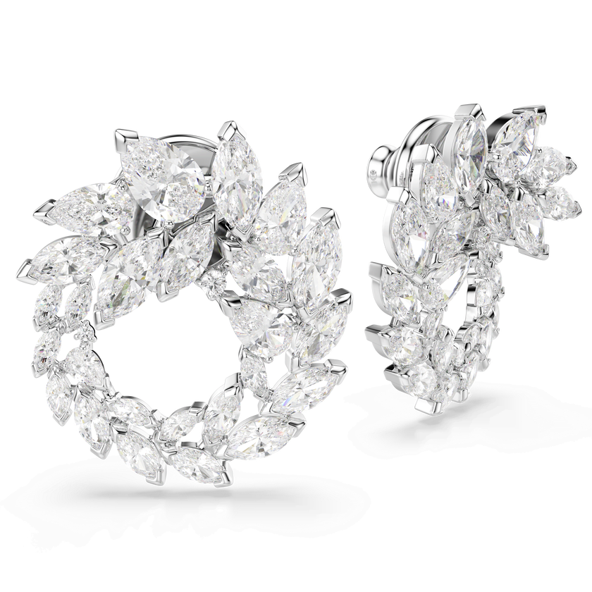 swarovski mesmera hoop earrings  marquise cut  white  rhodium plated