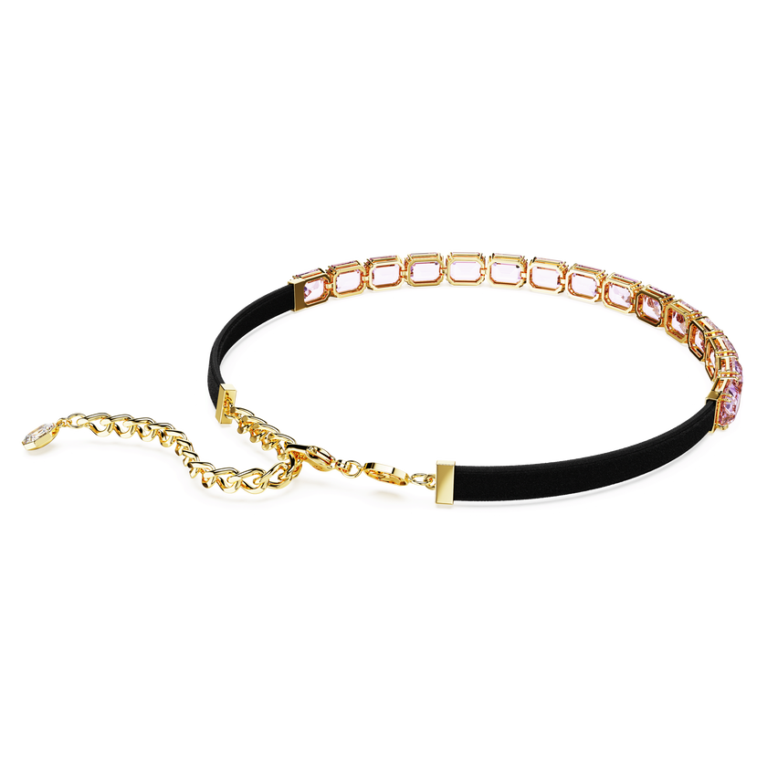 swarovski millenia tennis choker  octagon cut  purple  gold tone plated