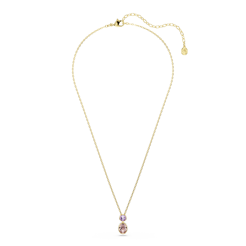 swarovski chroma pendant  mixed cuts  multicolored  gold tone plated