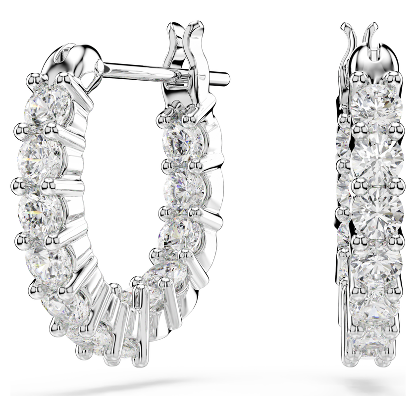 swarovski matrix vittore hoop earrings  round cut  white  rhodium plated