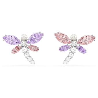 ariana grande x swarovski stud earrings  mixed cuts  dragonfly  multicolored  rhodium plated