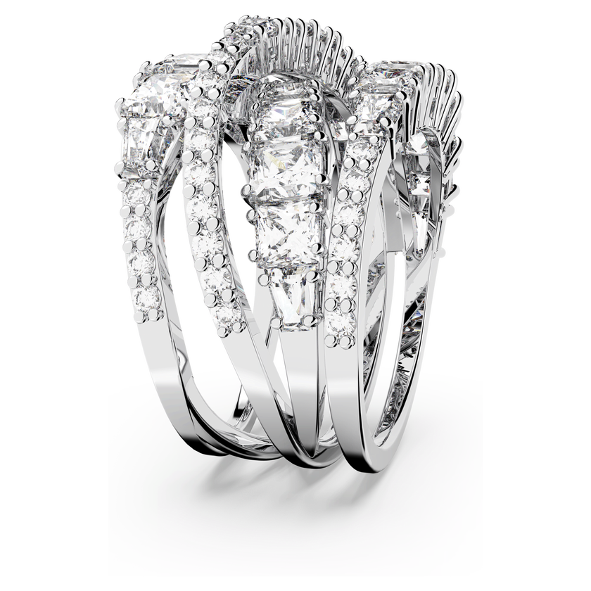swarovski hyperbola ring  mixed cuts  white  rhodium plated
