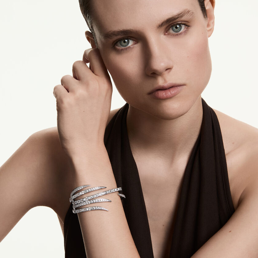swarovski vienna bangle  mixed cuts  white  rhodium plated