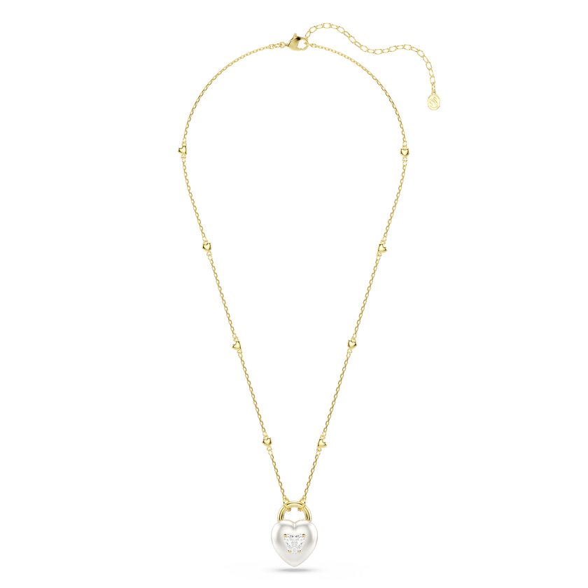 swarovski idyllia pendant  mixed cuts  heart  white  gold tone plated