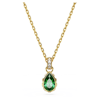 swarovski chroma pendant  pear cut  green  gold tone plated