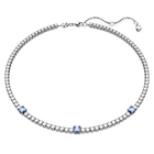 Matrix Tennis necklace, Mixed cuts, Blue, Rhodium plated