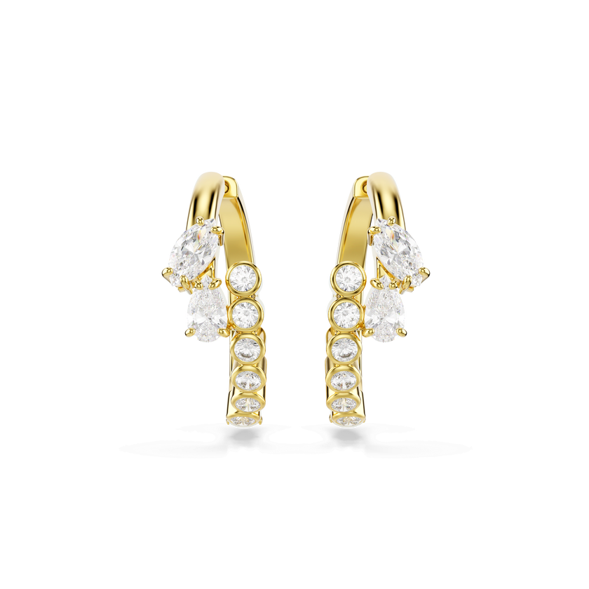 swarovski mesmera hoop earrings  mixed cuts  white  18k gold finish