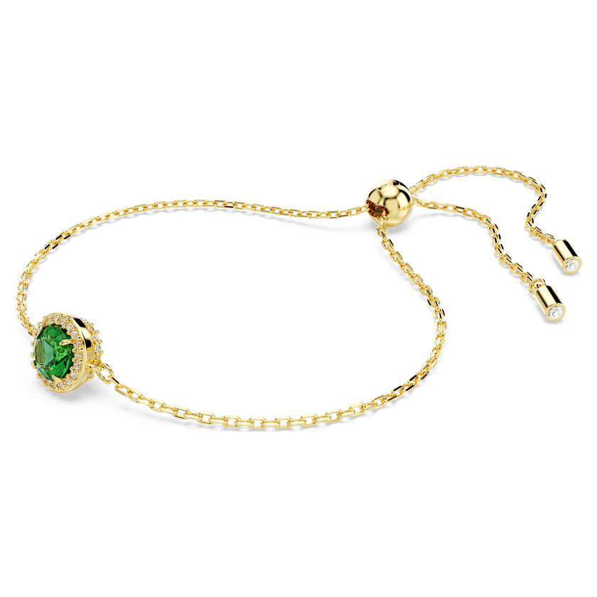 swarovski una angelic bracelet  round cut  pav   green  gold tone plated
