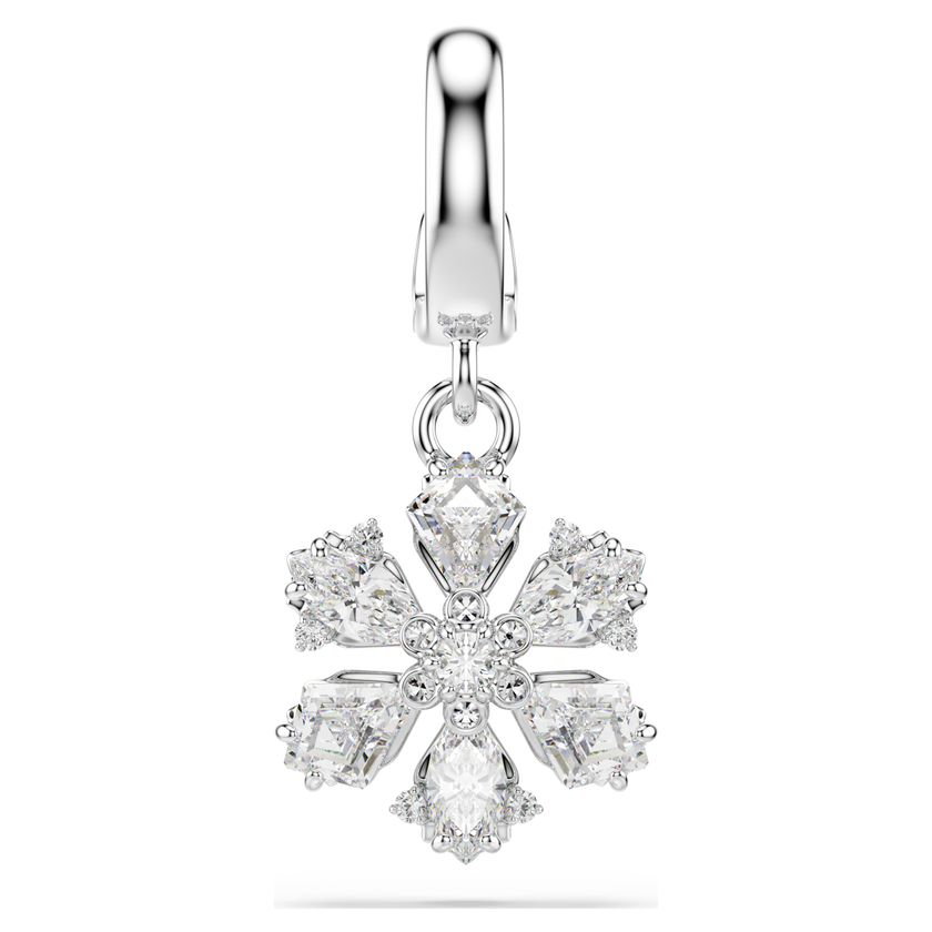 swarovski idyllia charm  mixed cuts  snowflake  white  rhodium plated