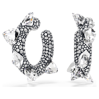 swarovski sublima hoop earrings  spike  white  rhodium plated