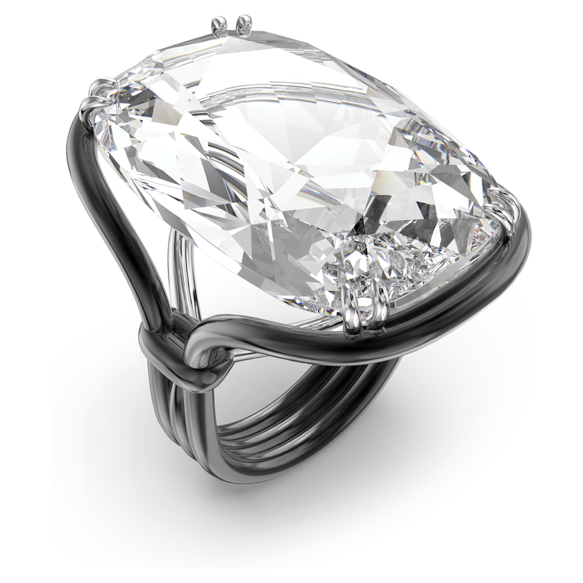 swarovski harmonia cocktail ring  oversized crystal  white  mixed metal finish