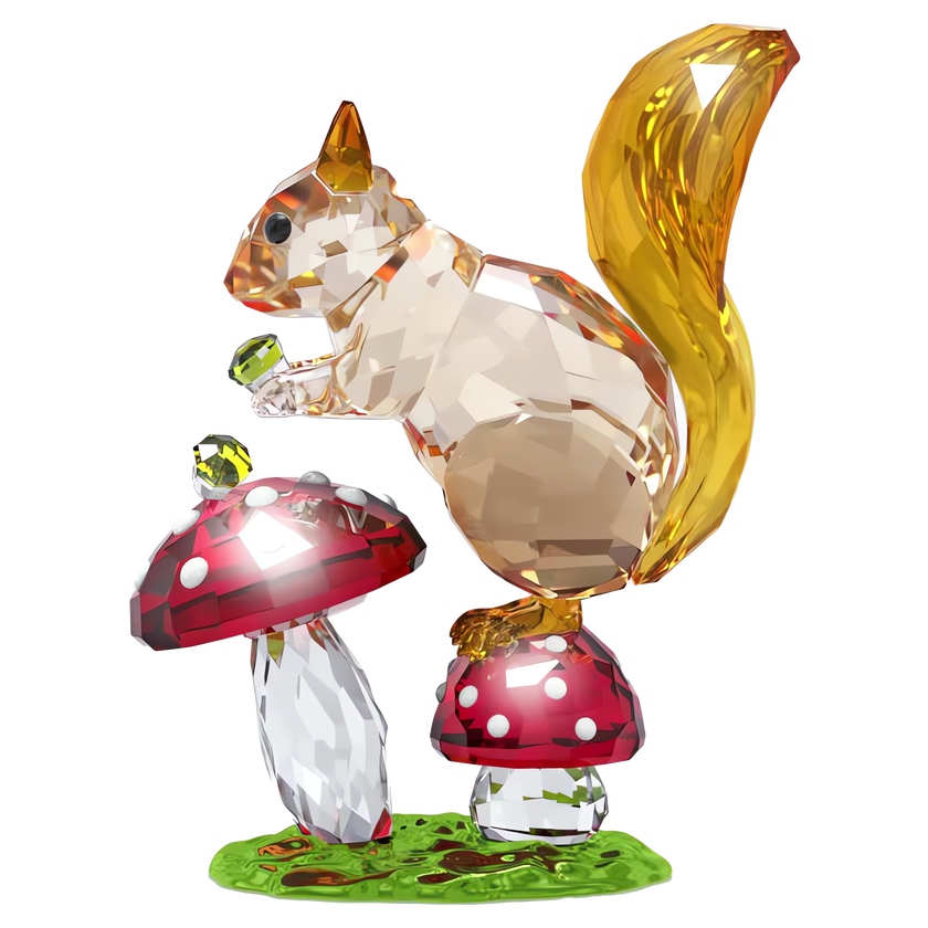 swarovski idyllia squirrel and mushrooms