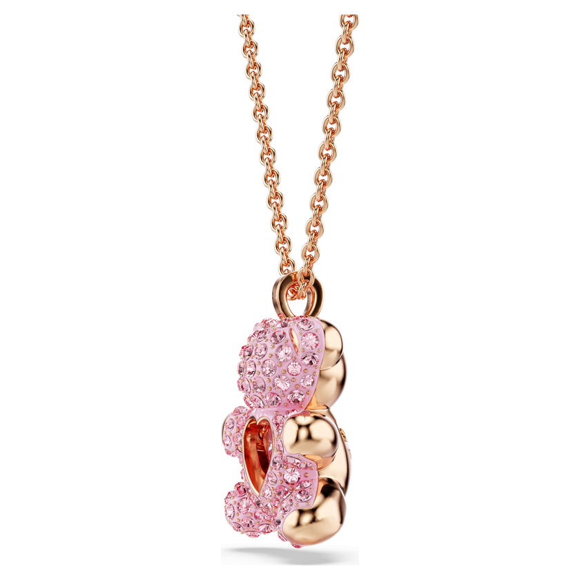 swarovski teddy pendant  bear  pink  18k rose gold finish
