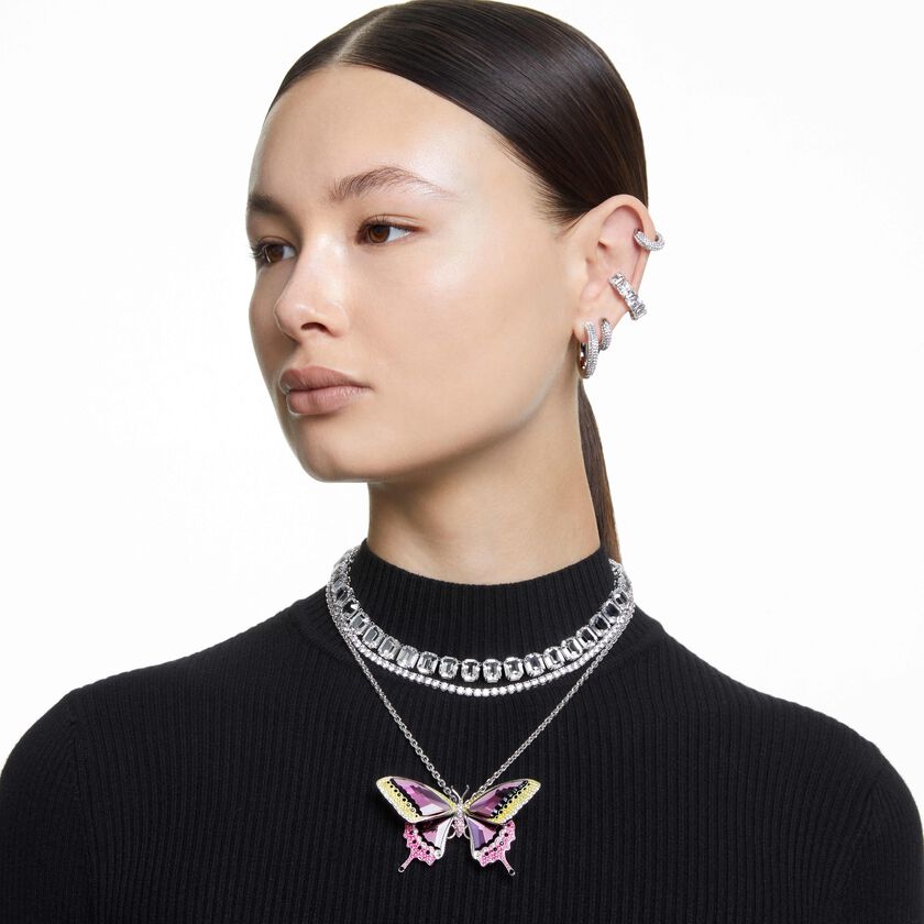 swarovski matrix tennis necklace  round cut  white  rhodium plated