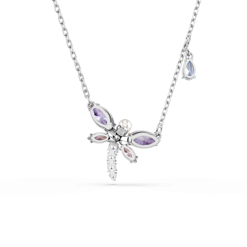 ariana grande x swarovski pendant  mixed cuts  dragonfly  multicolored  rhodium plated