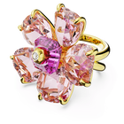 swarovski idyllia cocktail ring  flower  pink  gold tone plated