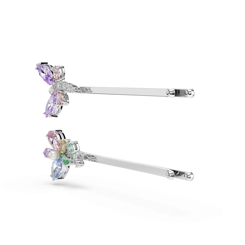 ariana grande x swarovski hair pin  mixed cuts  dragonfly  flower  multicolored  rhodium plated