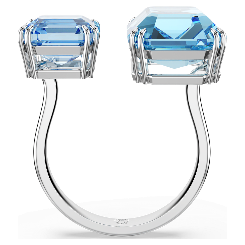 swarovski millenia open ring  octagon cut  blue  rhodium plated