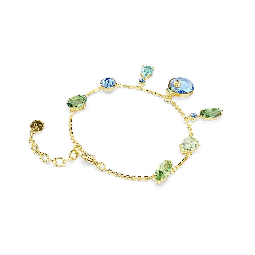 swarovski gema bracelet  mixed cuts  multicolored  gold tone plated