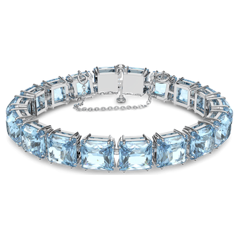 Millenia bracelet, Square cut crystals, Blue, Rhodium plated swarovski millenia bracelet square cut crystals blue rhodium plated