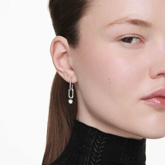 swarovski constella drop earrings  round cut  white  rhodium plated