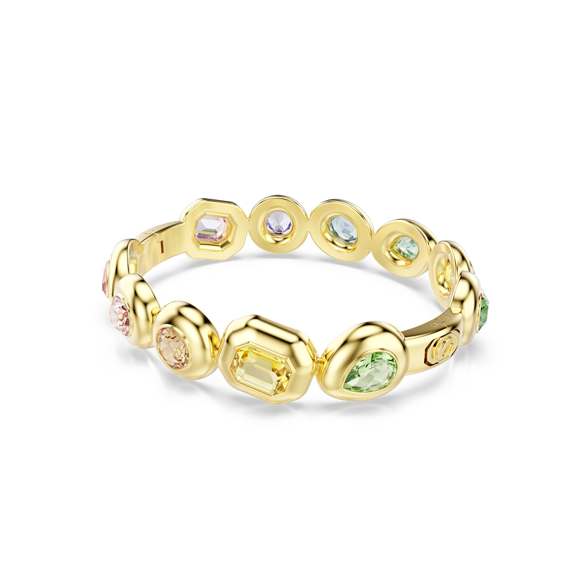 swarovski gema bangle  mixed cuts  multicolored  gold tone plated