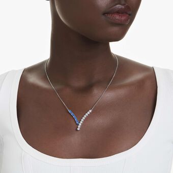 swarovski matrix pendant  mixed cuts  blue  rhodium plated