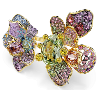 swarovski idyllia ring  mixed cuts  pav   flower  multicolored  mixed metal finish