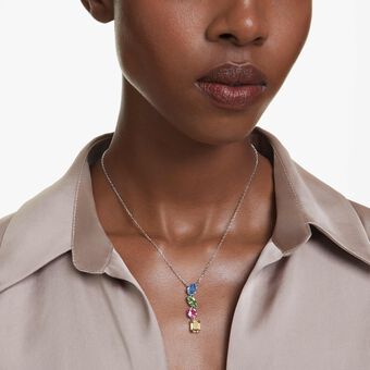 swarovski gema y pendant  mixed cuts  multicolored  rhodium plated