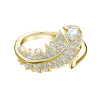 Nice Motif Ring, White, Gold-tone plated