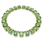 swarovski millenia tennis necklace  octagon cut  green  gold tone plated