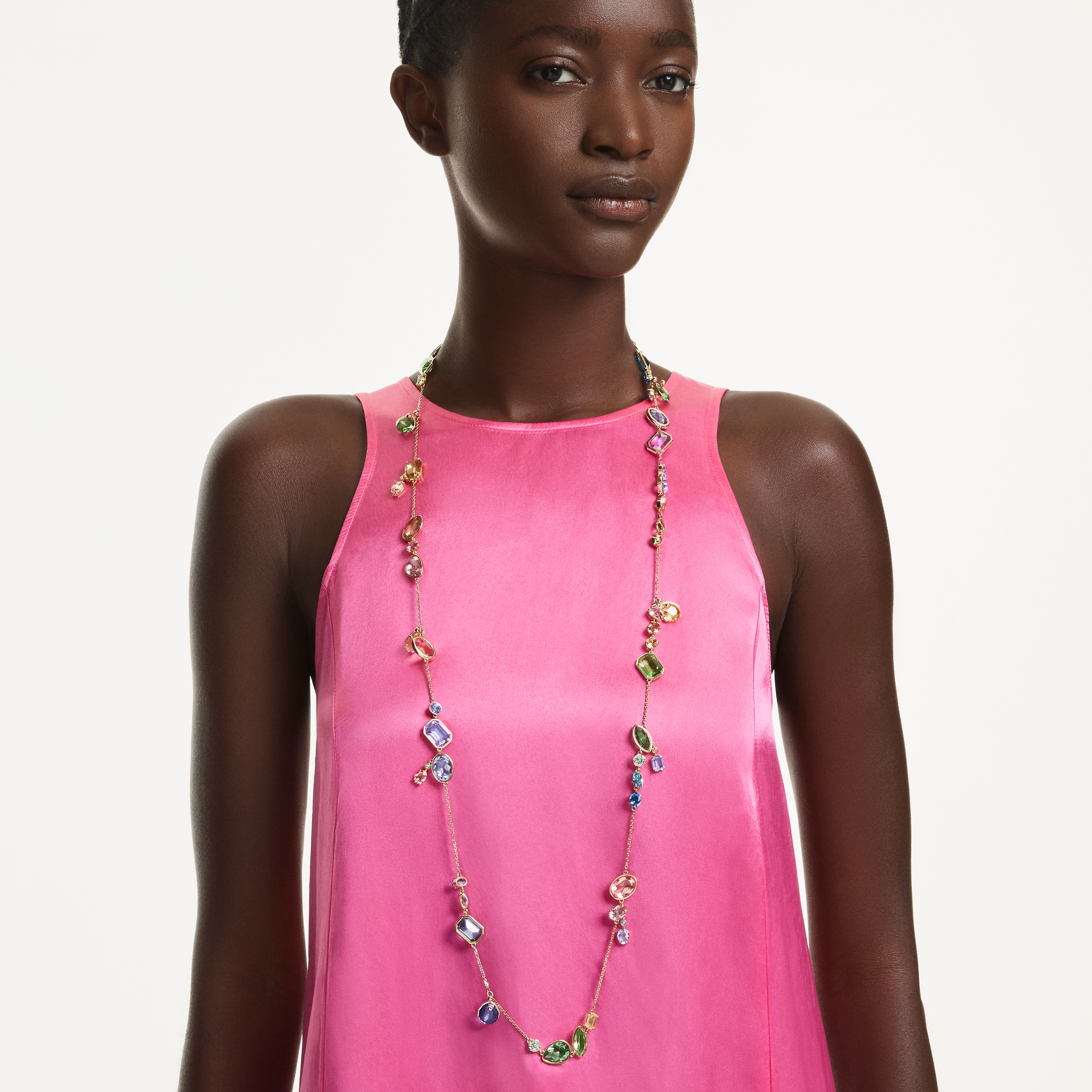 swarovski gema strandage  mixed cuts  multicolored  gold tone plated