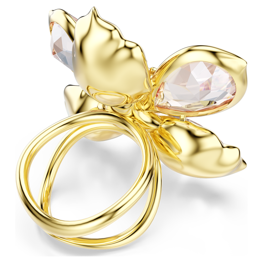 swarovski idyllia motif ring  mixed cuts  flower  multicolored  gold tone plated