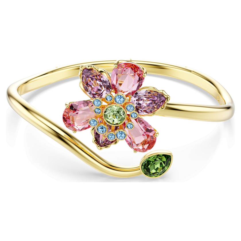 swarovski idyllia bangle  mixed cuts  flower  multicolored  gold tone plated