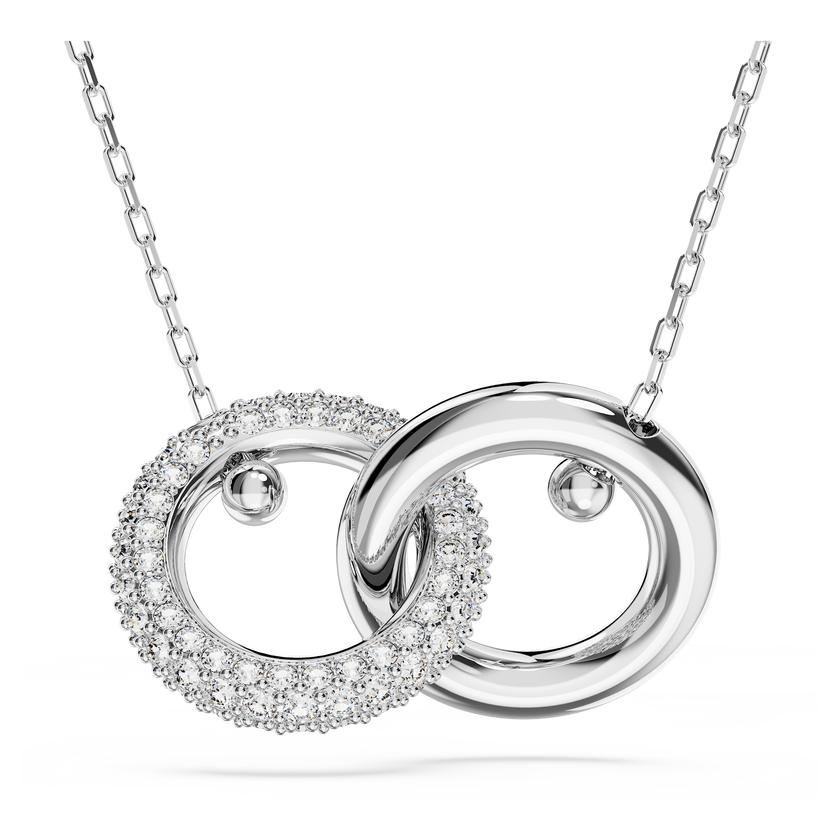 swarovski dextera pendant  interlocking loop  white  rhodium plated