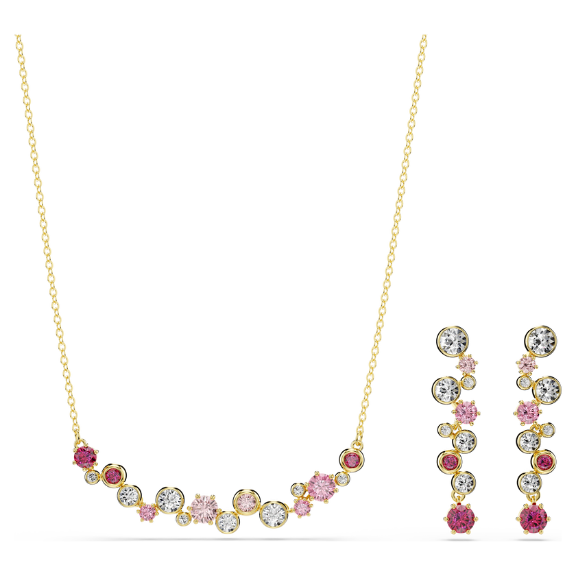 swarovski constella set  mixed cuts  multicolored  gold tone plated