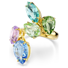 swarovski gema motif ring  mixed cuts  multicolored  gold tone plated