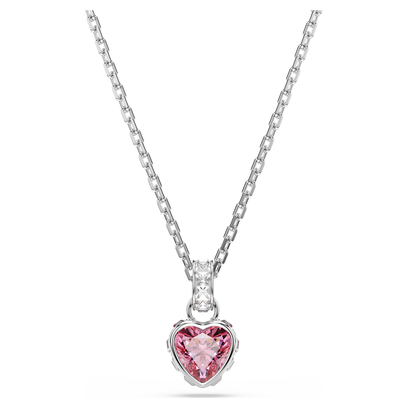 swarovski chroma pendant  mixed cuts  pink  rhodium plated