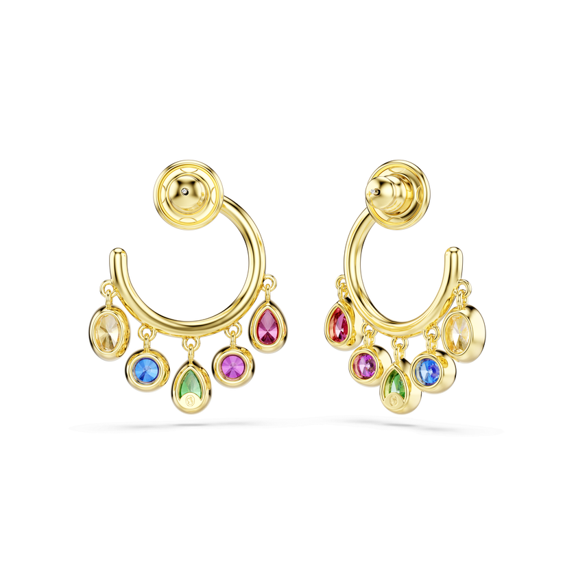 swarovski imber hoop earrings  mixed cuts  multicolored  18k gold finish